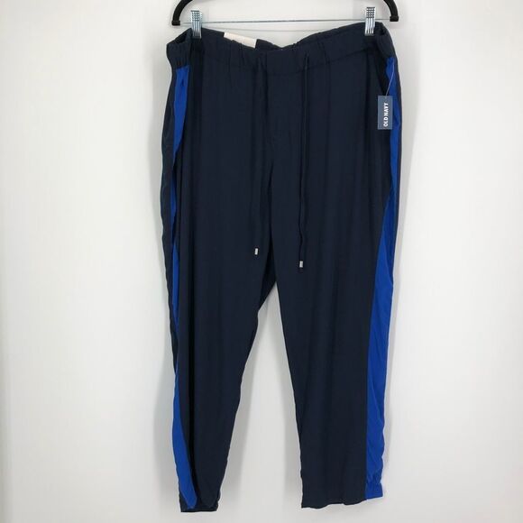 Old Navy Womens Pants Size XL Blue Tux Stripe Pull On Pockets NEW - Picture 1 of 8